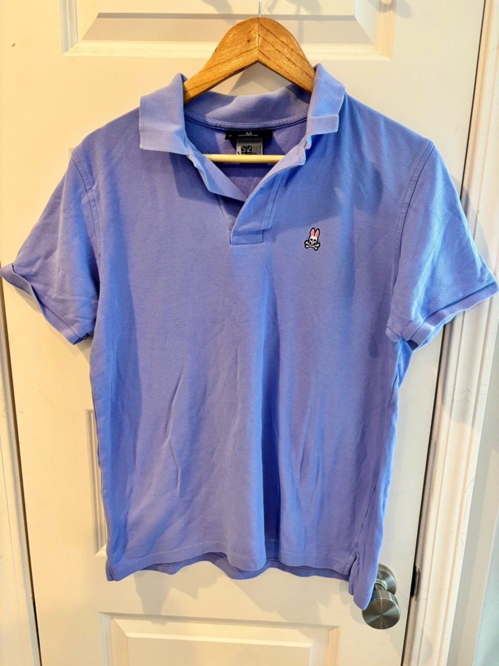 Psycho Bunny Men's Size 5 Medium Embroidered Logo Lilac Short Sleeve Polo Shirt